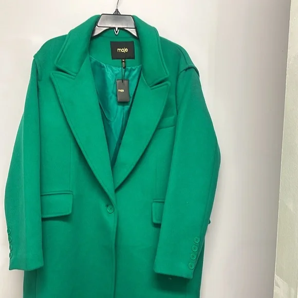 Maje Brand New Wool Coat, E.U Size : 42 or U.S size : XL . Beautiful green coat - Picture 5 of 10